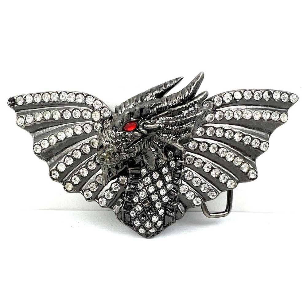 Washed up Hollywood Dragon Winged Rhinestone Crystals Belt Buckle Biker Gothic